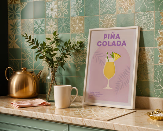 Piña Colada Tropical Cocktail Drink Framed Poster – Framed Wall Art Poster - Image 1