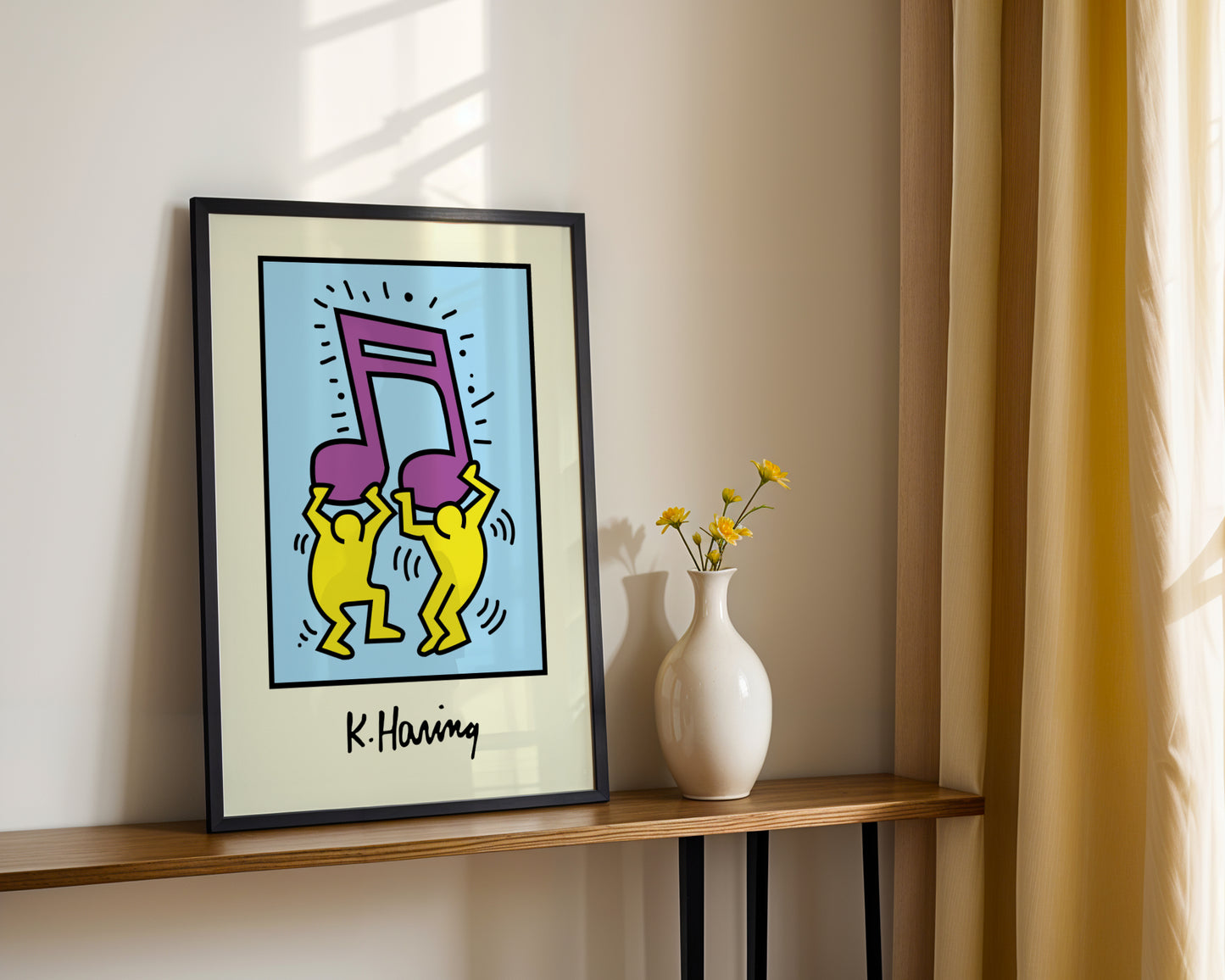 Keith Haring Style Dancing Music Note Framed Poster - View 4