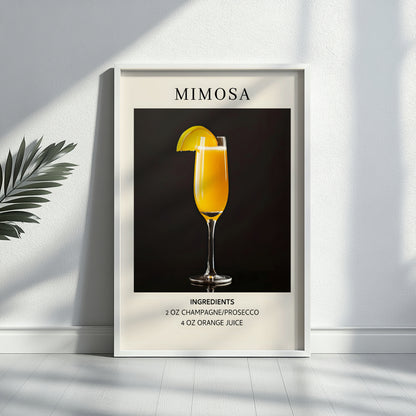 Mimosa Cocktail Recipe Framed Poster – Framed Wall Art Poster - Image 3
