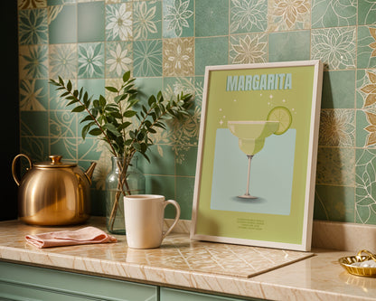 Vibrant Margarita Cocktail Recipe Framed Poster – Framed Wall Art Poster - Image 1