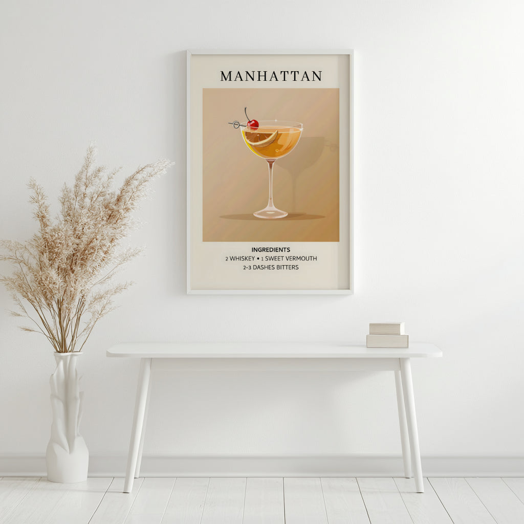 Manhattan Cocktail Recipe Framed Poster – Framed Wall Art Poster - Image 2