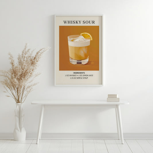 Whisky Sour Cocktail Recipe Framed Poster – Framed Wall Art Poster - Image 2