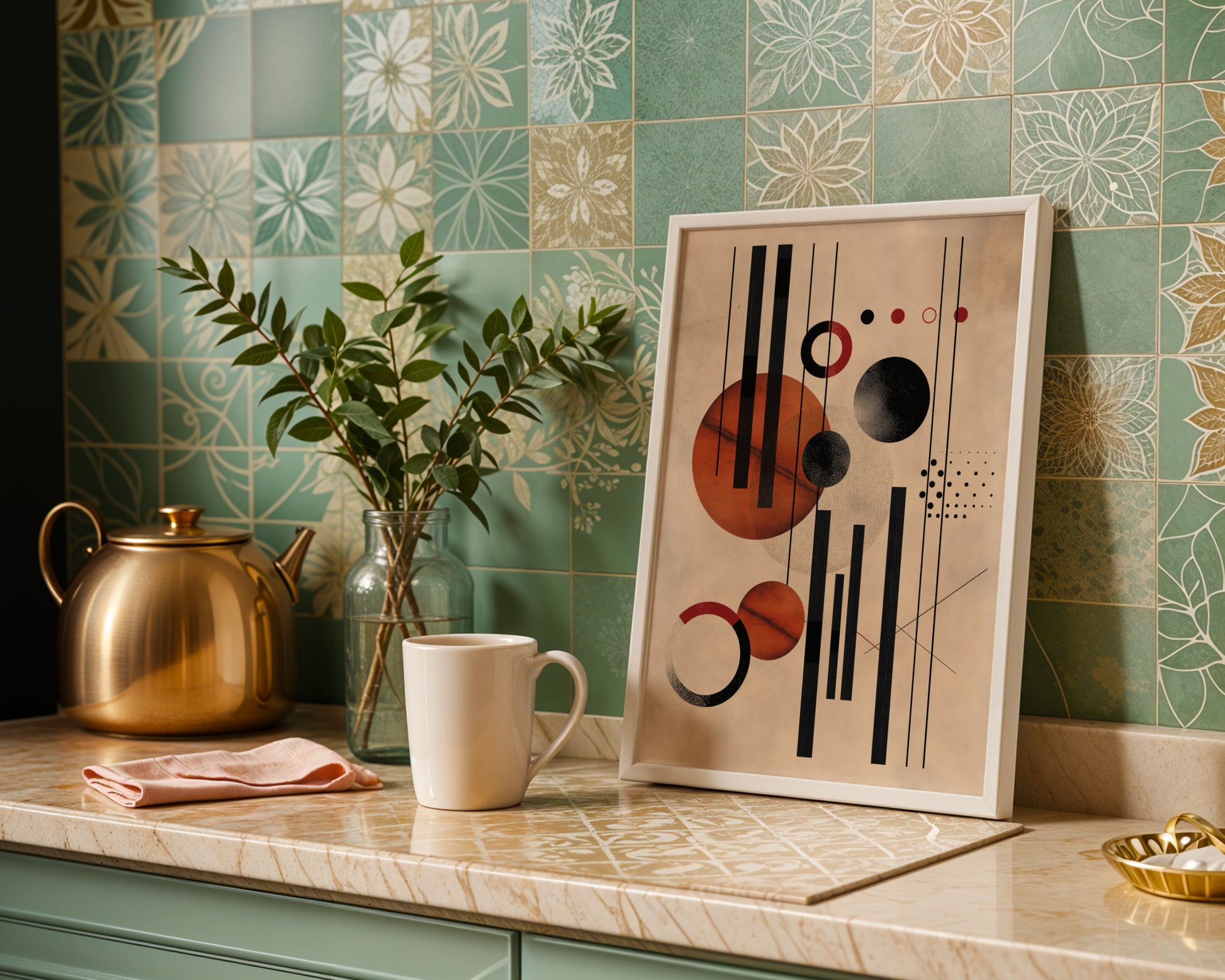 Art Deco Geometric Abstract Circles Framed Poster – Framed Wall Art Poster - Image 2