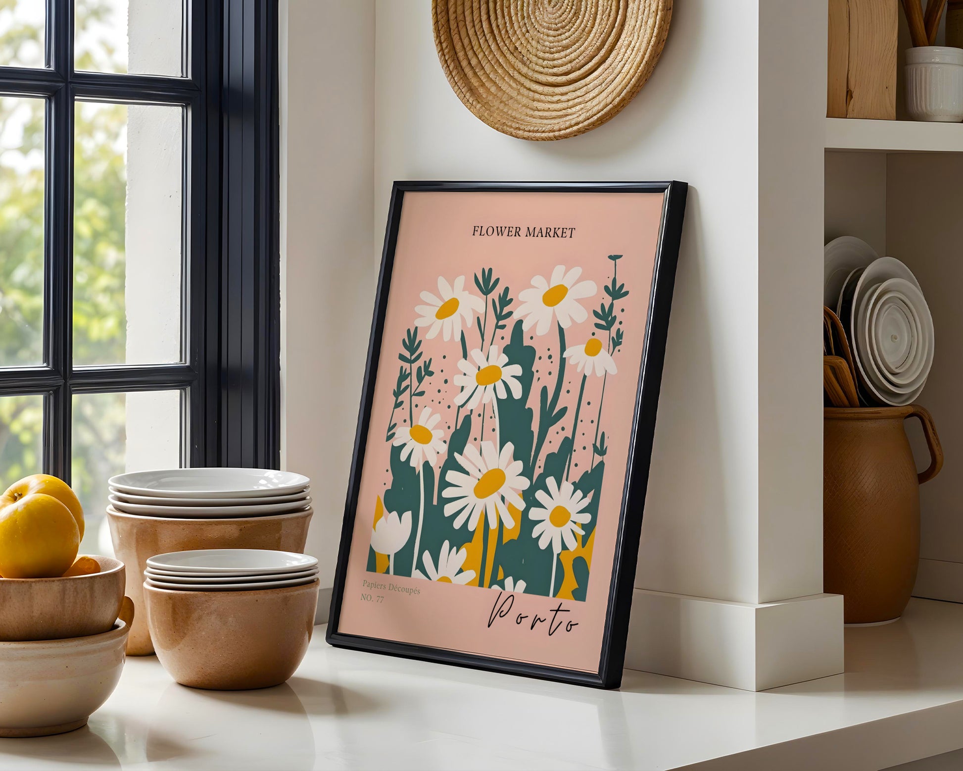 Porto Flower Market Daisy Art Framed Poster – Framed Wall Art Poster - Image 2