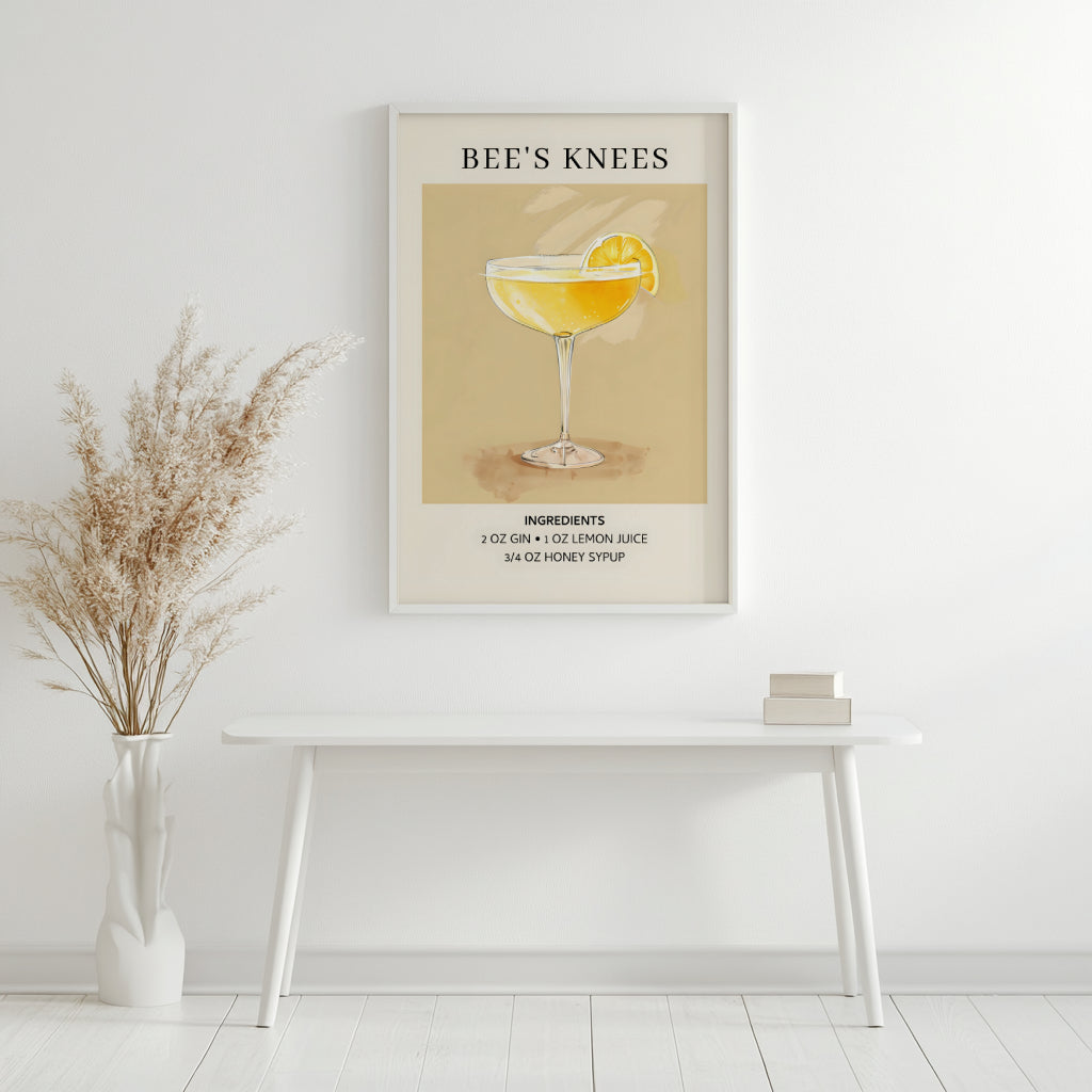 Bee's Knees Cocktail Recipe Framed Poster – Framed Wall Art Poster - Image 4