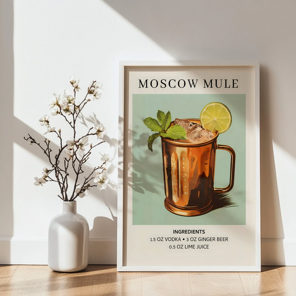 Moscow Mule Cocktail Recipe Framed Poster – Framed Wall Art Poster - Image 2
