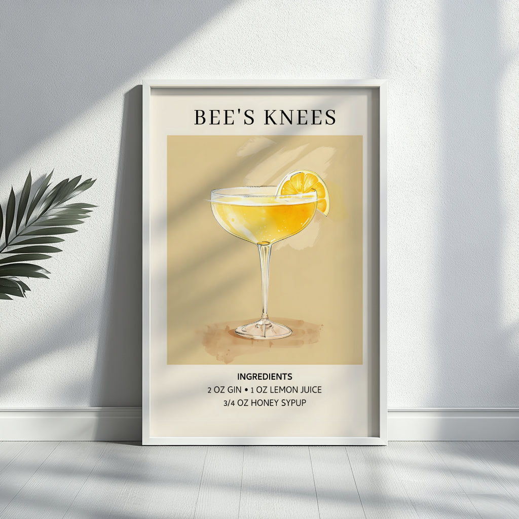 Bee's Knees Cocktail Recipe Framed Poster – Framed Wall Art Poster - Image 3