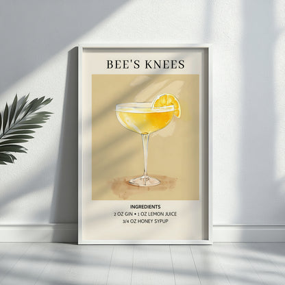 Bee's Knees Cocktail Recipe Framed Poster – Framed Wall Art Poster - Image 3
