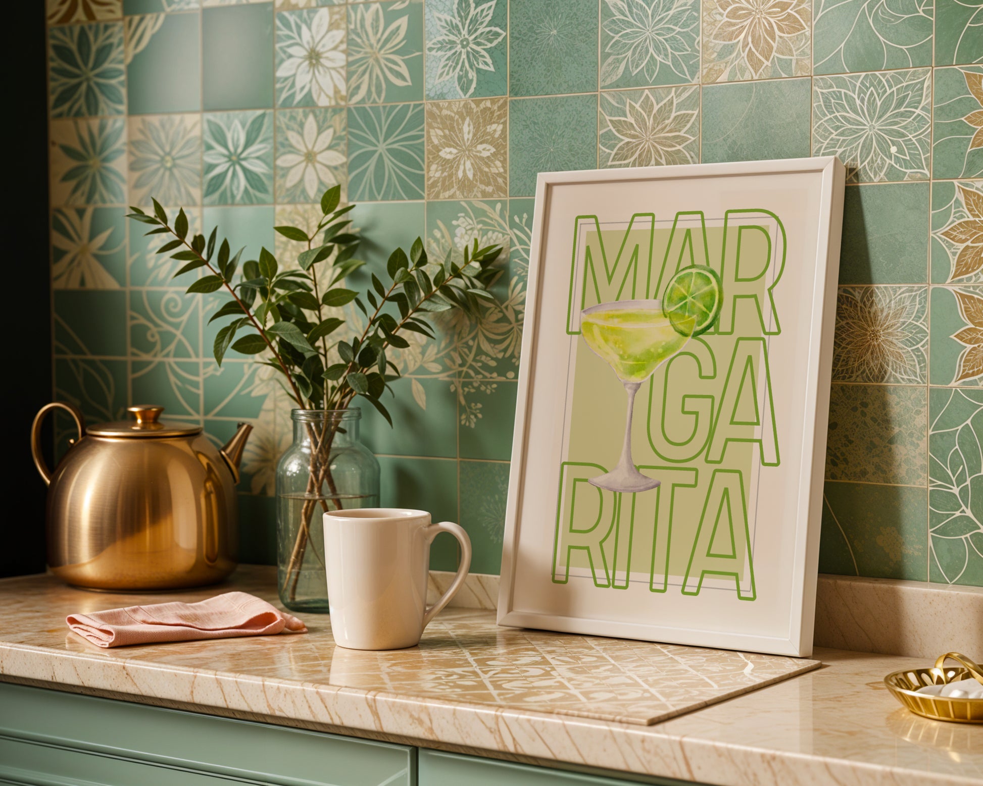 Margarita Cocktail Drink Lime Green Framed Poster – Framed Wall Art Poster - Image 1