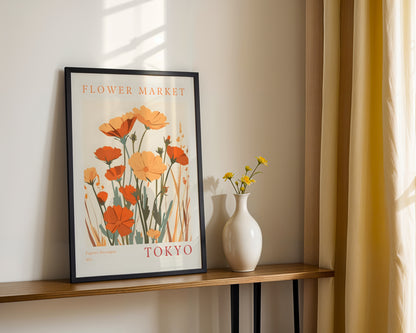 Tokyo Flower Market Poppies Framed Poster – Framed Wall Art Poster - Image 3