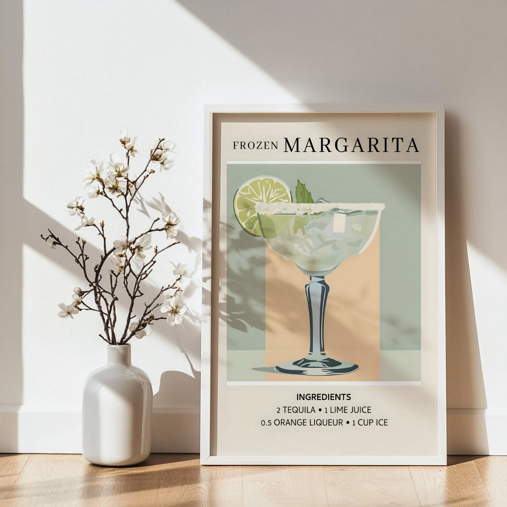 Frozen Margarita Cocktail Recipe Framed Poster – Framed Wall Art Poster - Image 3