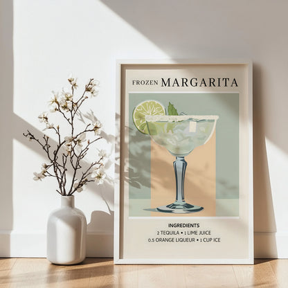 Frozen Margarita Cocktail Recipe Framed Poster – Framed Wall Art Poster - Image 3