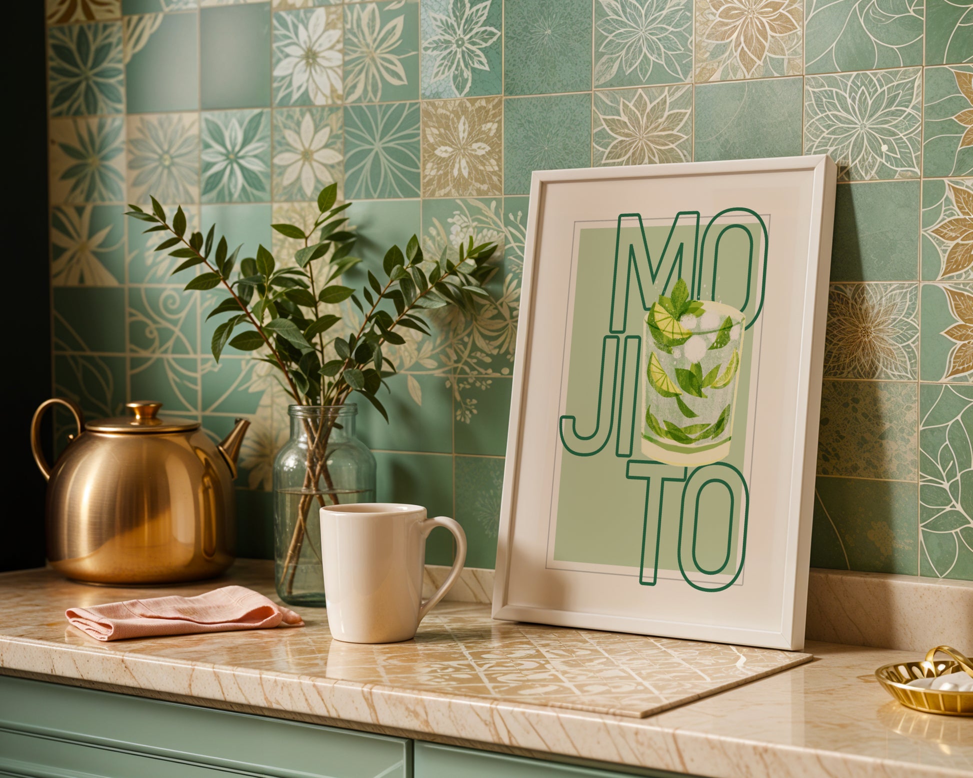 Mojito Cocktail Art Framed Poster – Framed Wall Art Poster - Image 1