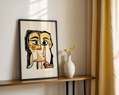 Picasso Style Abstract Cubist Face Framed Poster - View 1