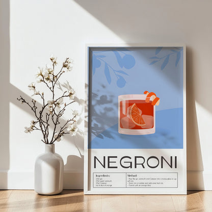 Negroni Cocktail Recipe Framed Poster#1 – Framed Wall Art Poster - Image 4