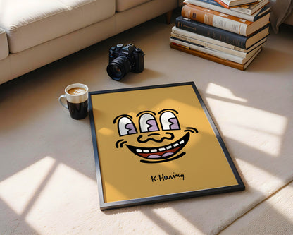 Pop Art Keith Haring Style Three-Eyed Face Framed Poster - View 3