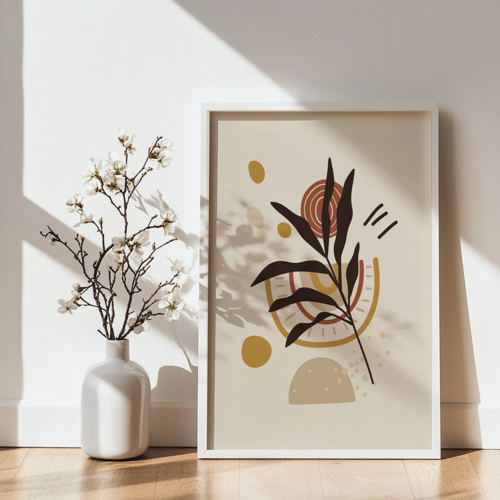 Boho Abstract Botanical Branch Framed Poster – Framed Wall Art Poster - Image 1