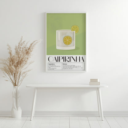 Caipirinha Cocktail Recipe Framed Poster – Framed Wall Art Poster - Image 4