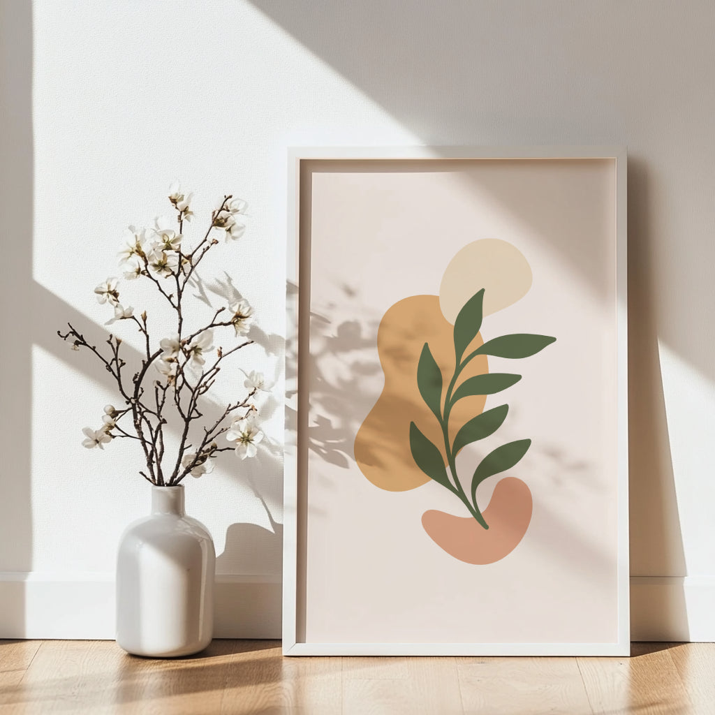 Minimalist Botanical Abstract Framed Poster – Framed Wall Art Poster - Image 1