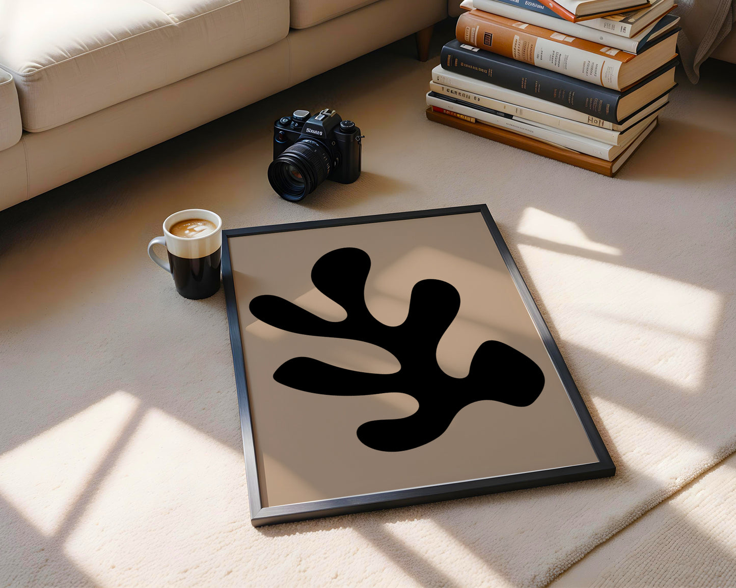 Black Organic Abstract Cut-Out Framed Poster - View 2
