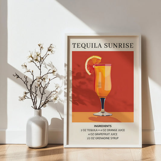 Vibrant Tequila Sunrise Cocktail Framed Art – Framed Wall Art Poster - Image 2