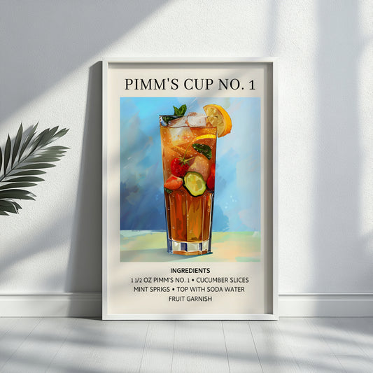 Pimm's Cup No. 1 Cocktail Recipe Framed Poster#1 – Framed Wall Art Poster - Image 2