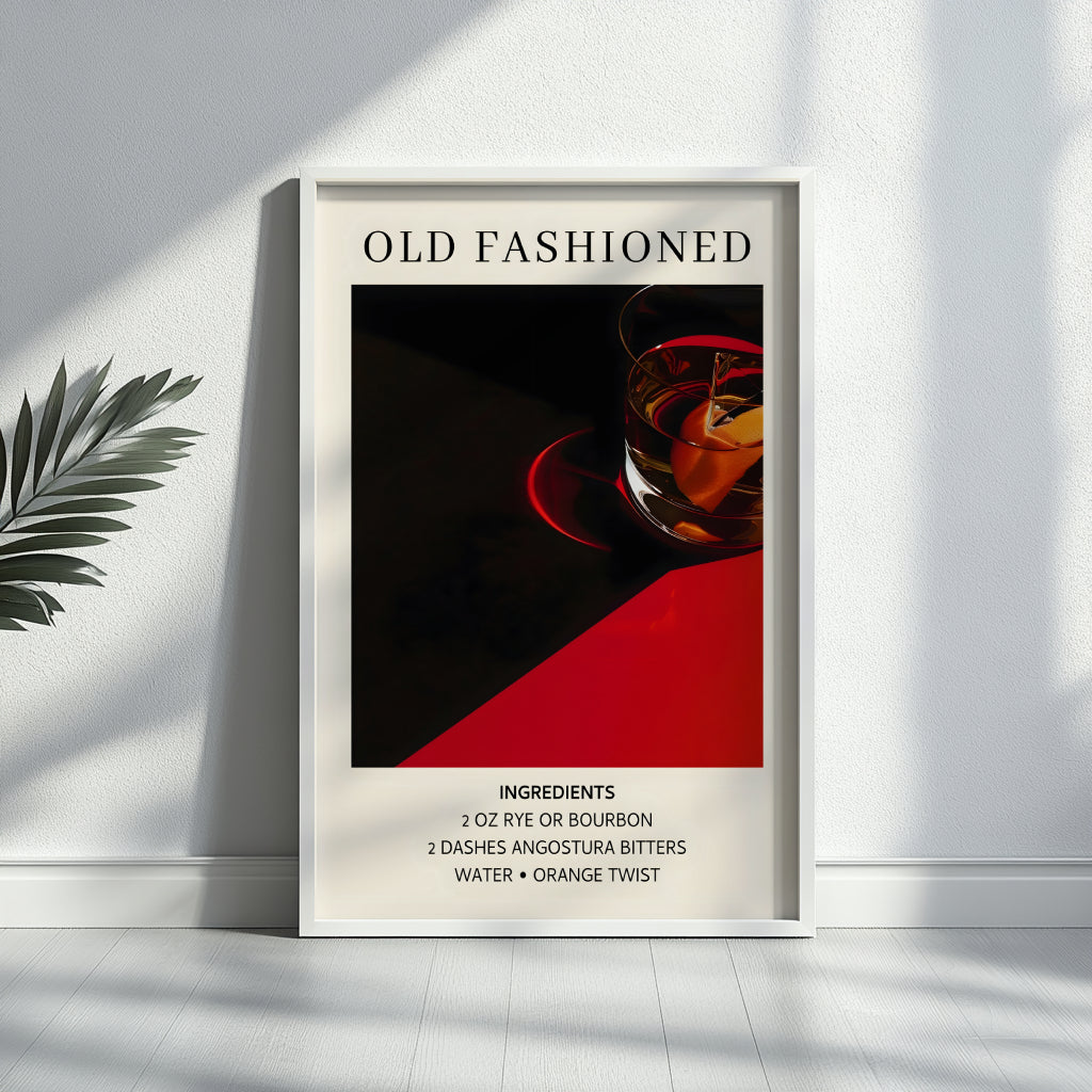 Old Fashioned Cocktail Recipe Framed Poster – Framed Wall Art Poster - Image 3