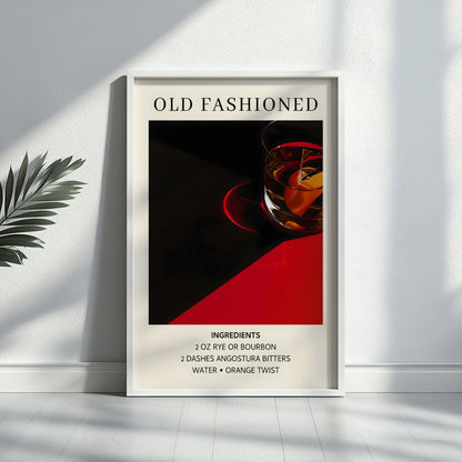 Old Fashioned Cocktail Recipe Framed Poster – Framed Wall Art Poster - Image 3