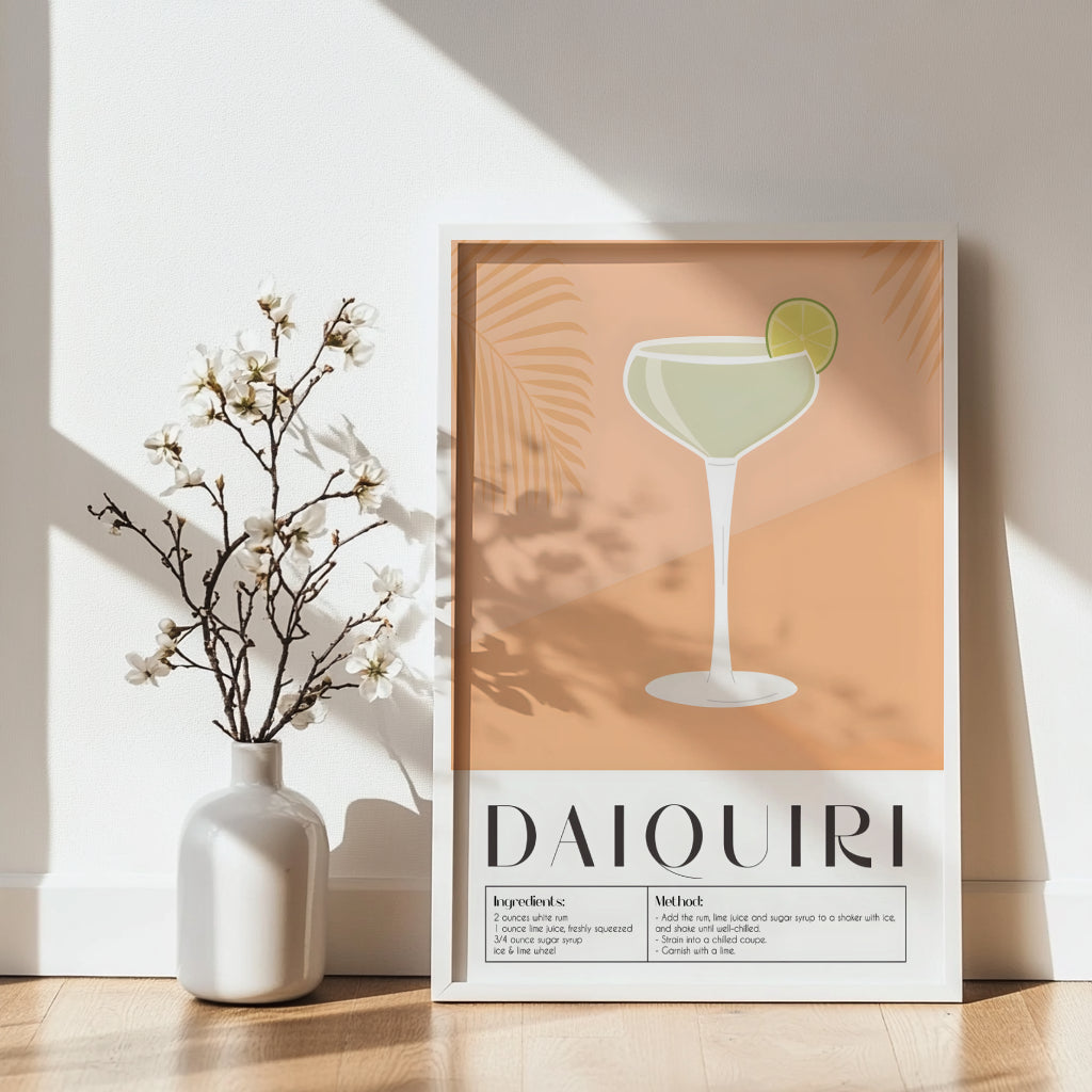 Daiquiri Cocktail Recipe & Illustration Framed Art – Framed Wall Art Poster - Image 3