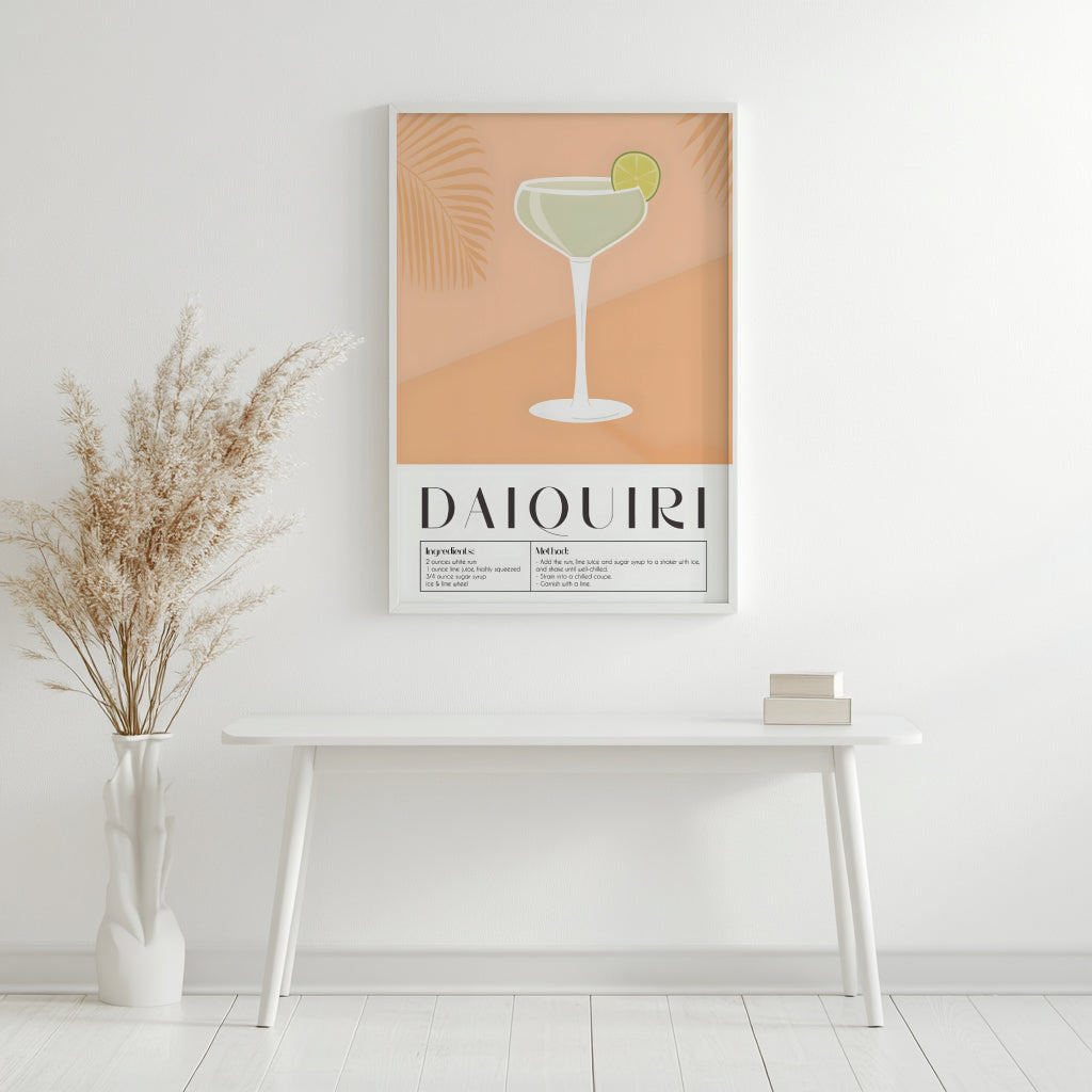Daiquiri Cocktail Recipe & Illustration Framed Art – Framed Wall Art Poster - Image 2