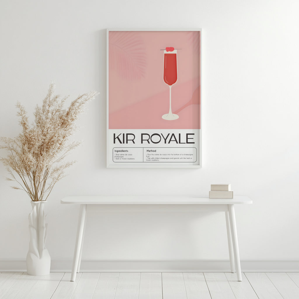 Kir Royale Cocktail Recipe Framed Poster#1 – Framed Wall Art Poster - Image 3