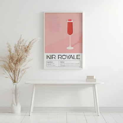 Kir Royale Cocktail Recipe Framed Poster#1 – Framed Wall Art Poster - Image 3