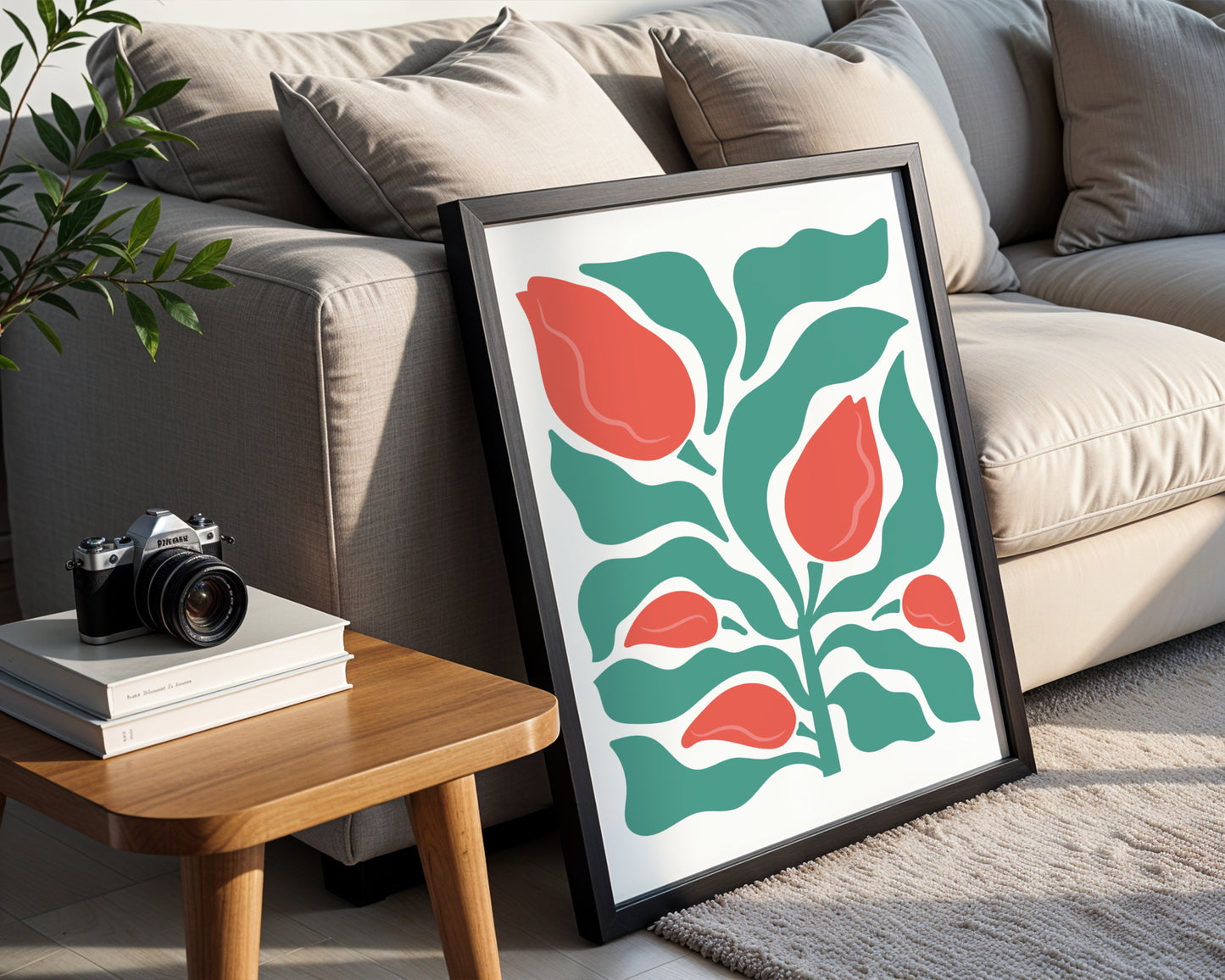 Abstract Red Floral Botanical Framed Poster – Framed Wall Art Poster - Image 3