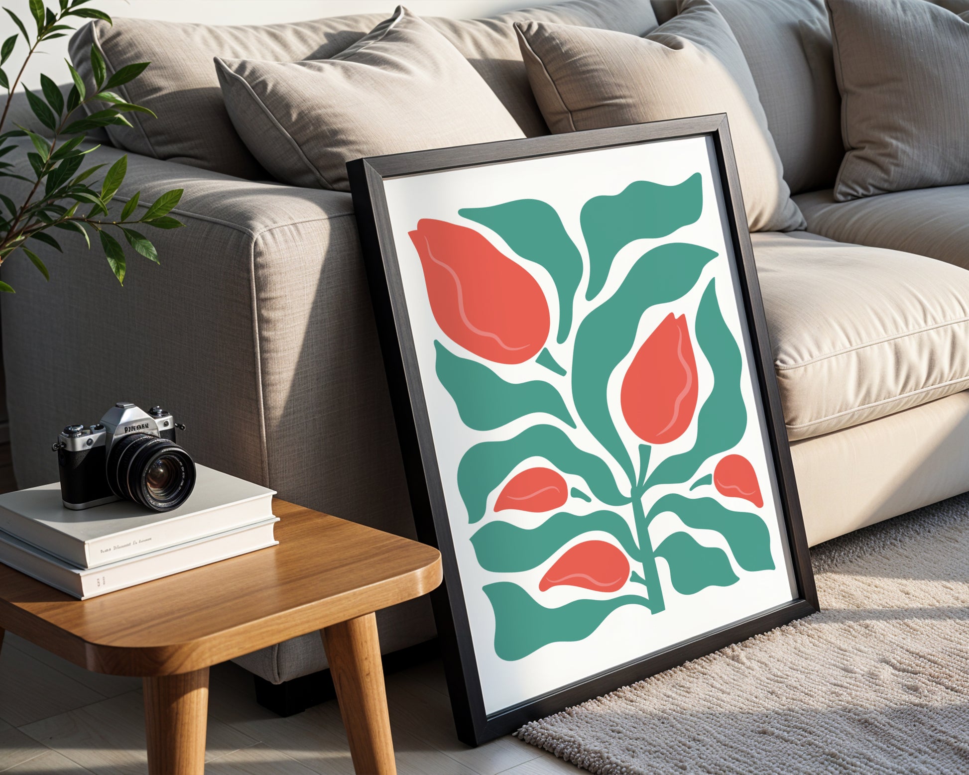 Abstract Red Floral Botanical Framed Poster – Framed Wall Art Poster - Image 3