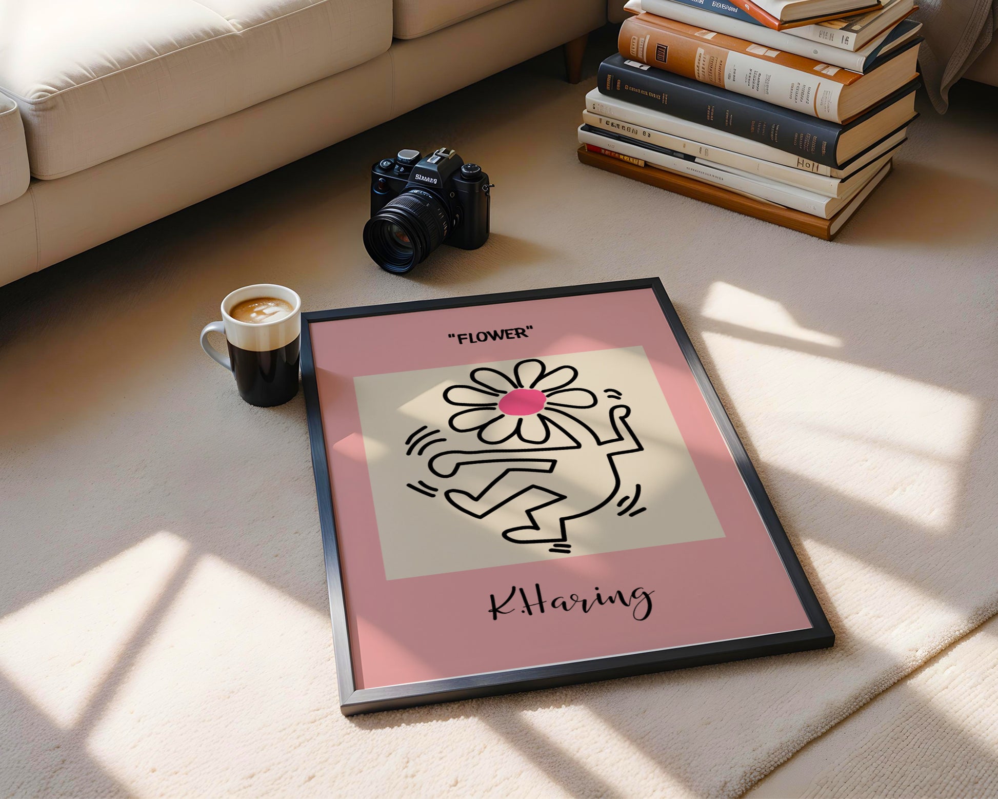 Keith Haring Inspired Flower Pop Art Framed Poster - View 3