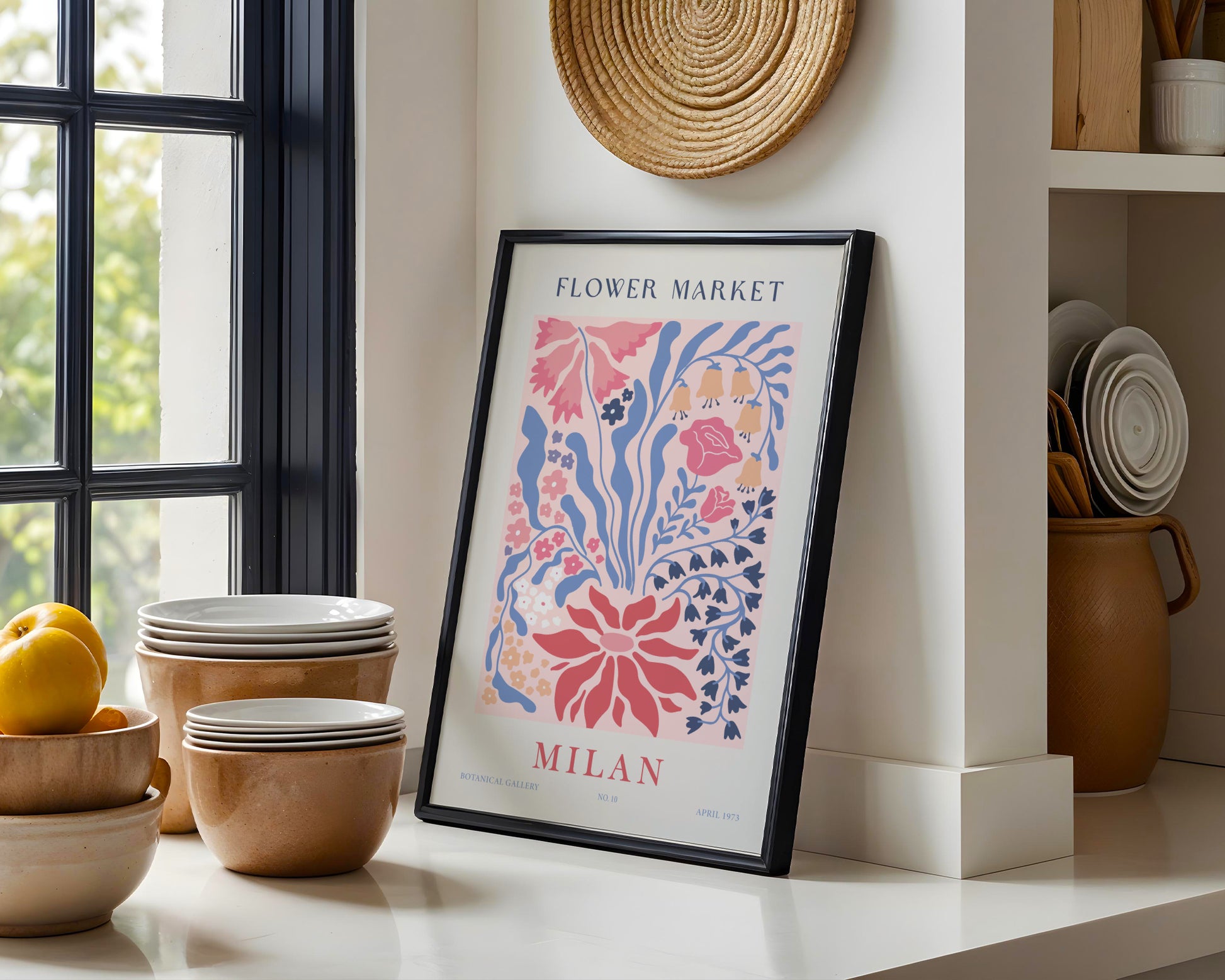Milan Flower Market Botanical Art Framed Poster – Framed Wall Art Poster - Image 1