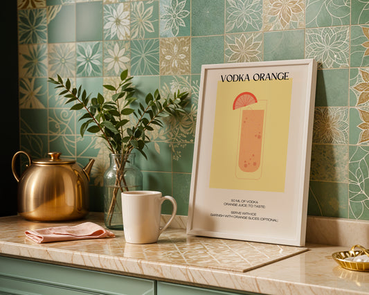 Vodka Orange Cocktail Recipe Bar Wall Art – Framed Wall Art Poster - Image 1