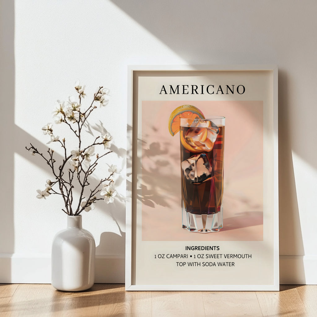 Americano Cocktail Recipe Framed Poster – Framed Wall Art Poster - Image 4