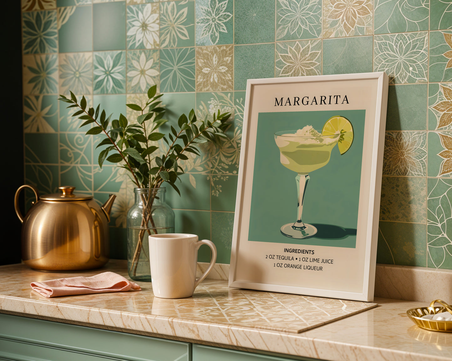 Margarita Cocktail Recipe Modern Framed Poster – Framed Wall Art Poster - Image 1