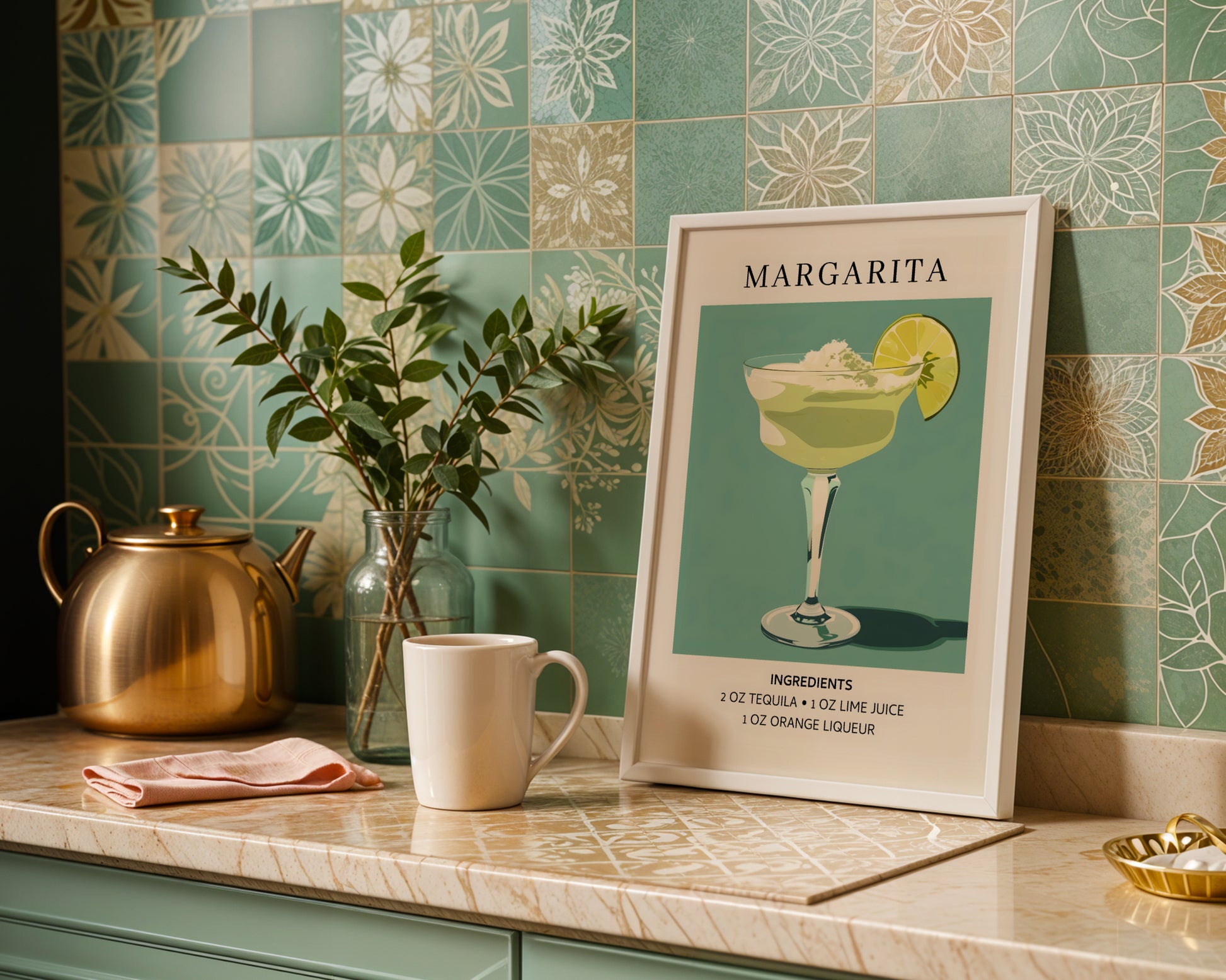 Margarita Cocktail Recipe Modern Framed Poster – Framed Wall Art Poster - Image 1
