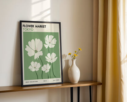 Tokyo Flower Market White Flowers Framed Poster – Framed Wall Art Poster - Image 3