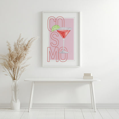 Cosmopolitan Cocktail Pink Wall Art Framed Poster – Framed Wall Art Poster - Image 2