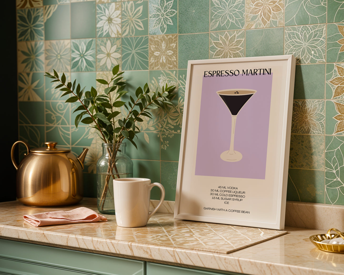Espresso Martini Cocktail Recipe Framed Poster – Framed Wall Art Poster - Image 1