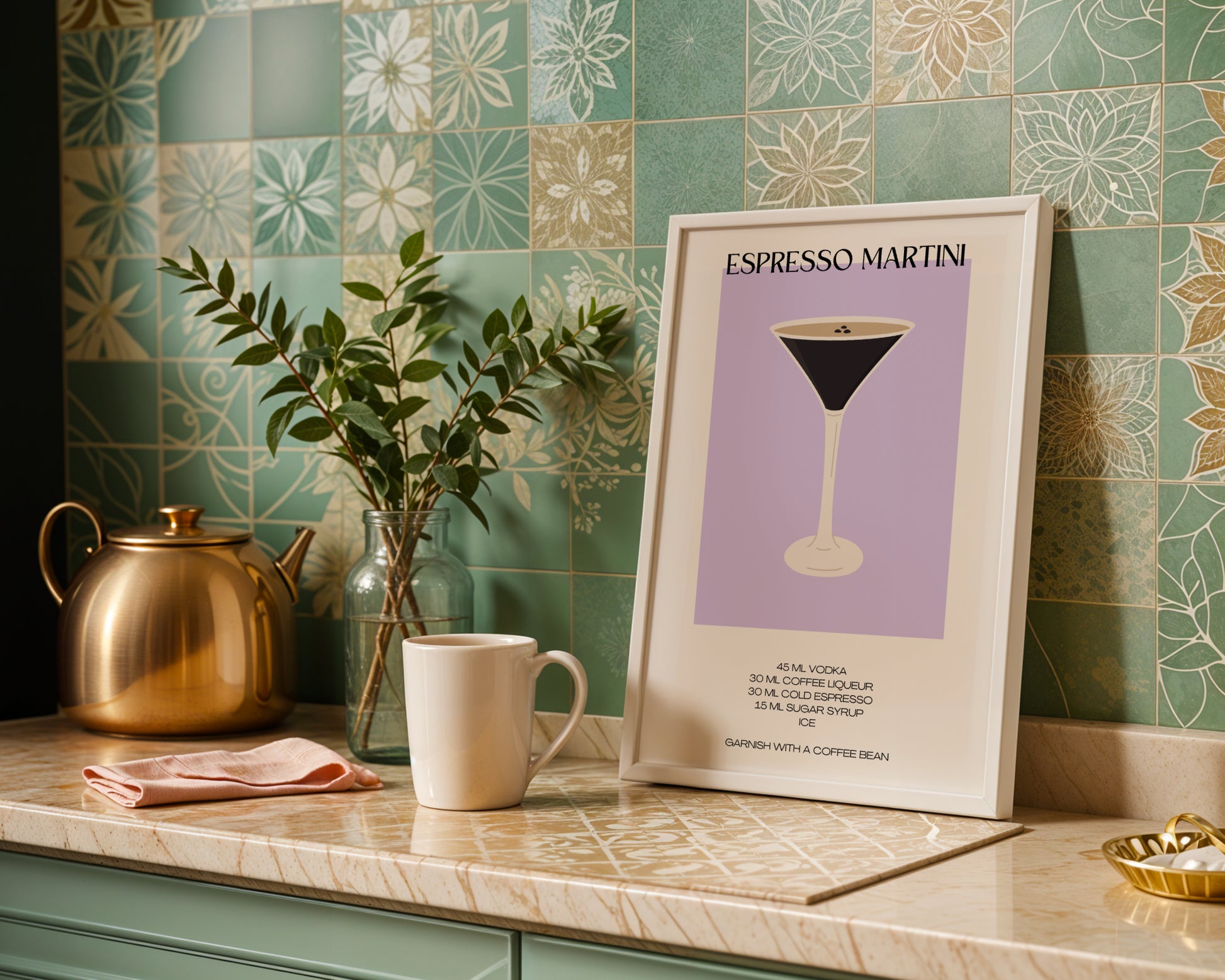 Espresso Martini Cocktail Recipe Framed Poster – Framed Wall Art Poster - Image 1