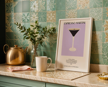 Espresso Martini Cocktail Recipe Framed Poster – Framed Wall Art Poster - Image 1