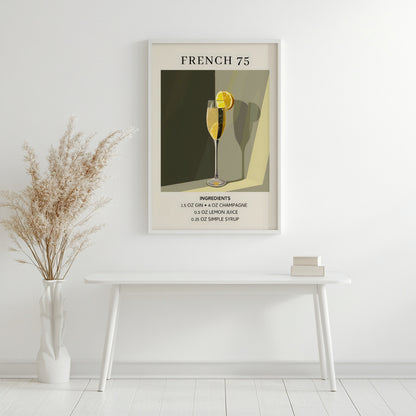 French 75 Cocktail Recipe Framed Poster – Framed Wall Art Poster - Image 3