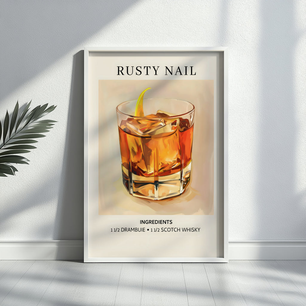 Rusty Nail Cocktail Recipe Framed Poster – Framed Wall Art Poster - Image 4