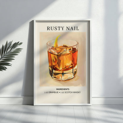 Rusty Nail Cocktail Recipe Framed Poster – Framed Wall Art Poster - Image 4