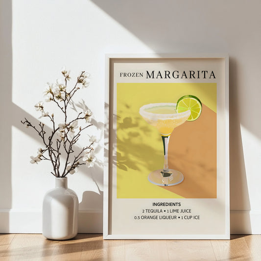 Frozen Margarita Cocktail Recipe Framed Poster#1 – Framed Wall Art Poster - Image 2
