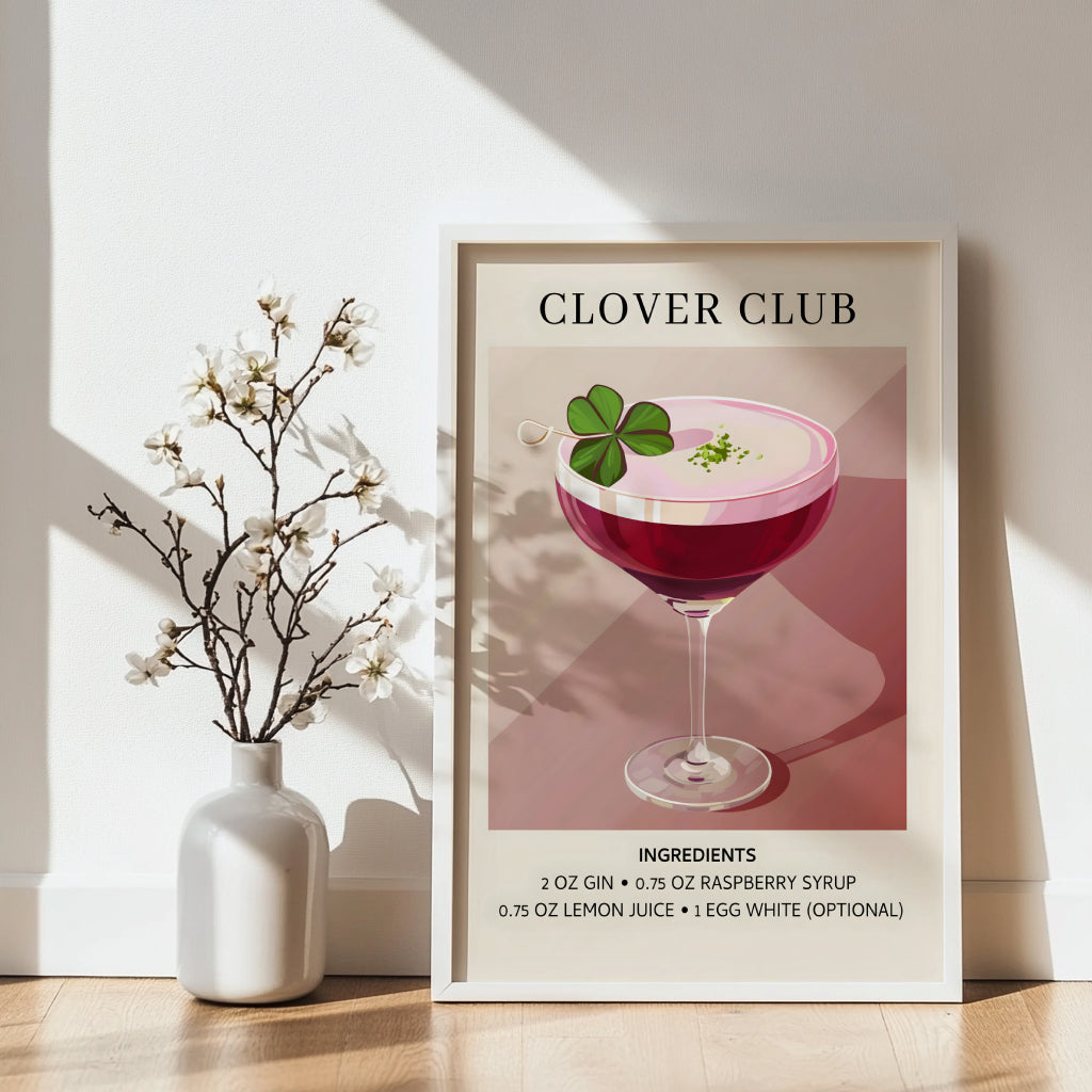 Clover Club Cocktail Recipe Framed Poster – Framed Wall Art Poster - Image 3